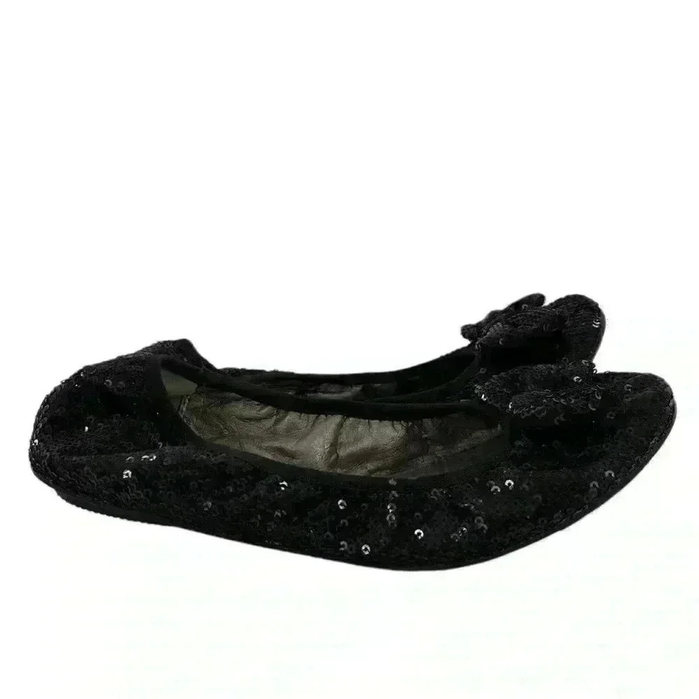 Cupcake Couture flats size 5 black sequins bow ballet formal party new years